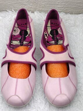 Merrell Qfoam Plie Pink Leather Fabric Upper Round Toe Flat Mary Jane  Sneaker